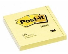 Notes Post-it 654 Gul 76x76mm